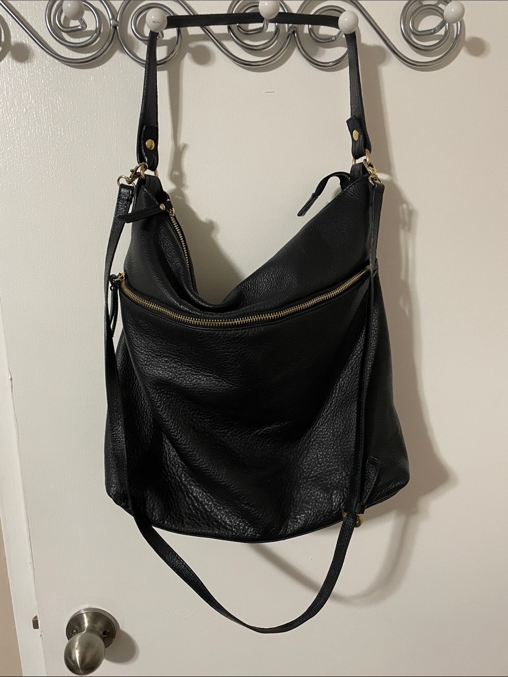 Giorgia Milani Black Leather Bag with Gold Tone Hardware